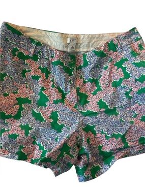 crown & ivy Green Floral Print Women's Shorts with Pink and Blue Accents